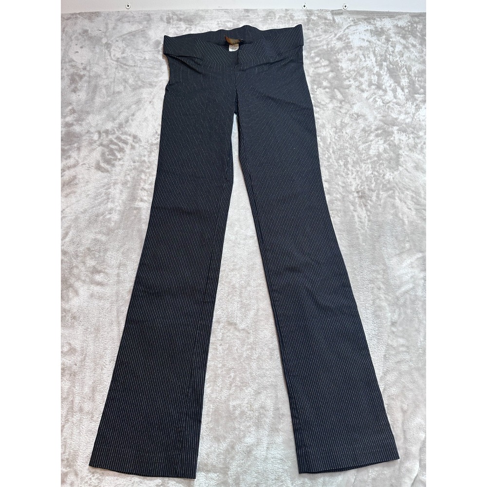 NY INVASION Pinstripe Flare Pants Womens Small Mid Rise Stretch Leggings Y2K 90s